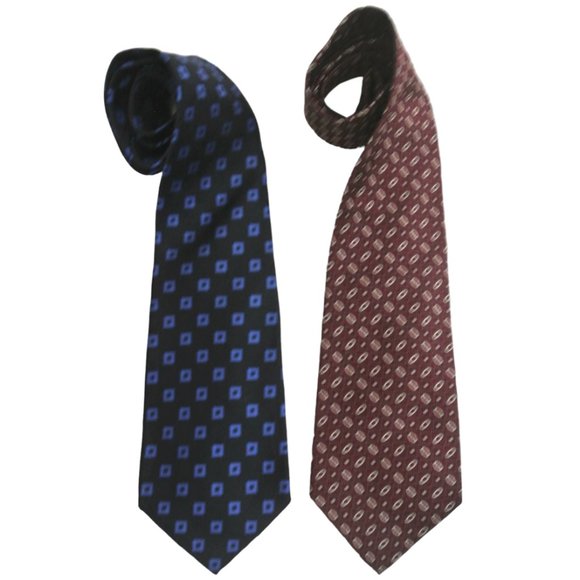 POLO RALPH LAUREN 2 Silk ties Geometric print & jacquard - Picture 1 of 4